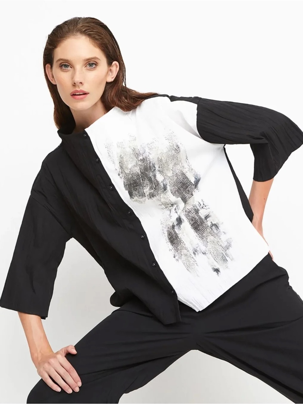 Ozai n ku alembika duo funnel Laganlook art to wear button up blouse size xl